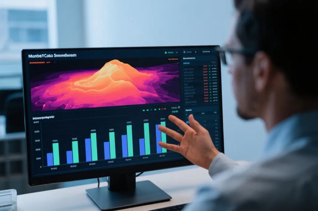 数据分析师展示蒙特卡洛模拟结果